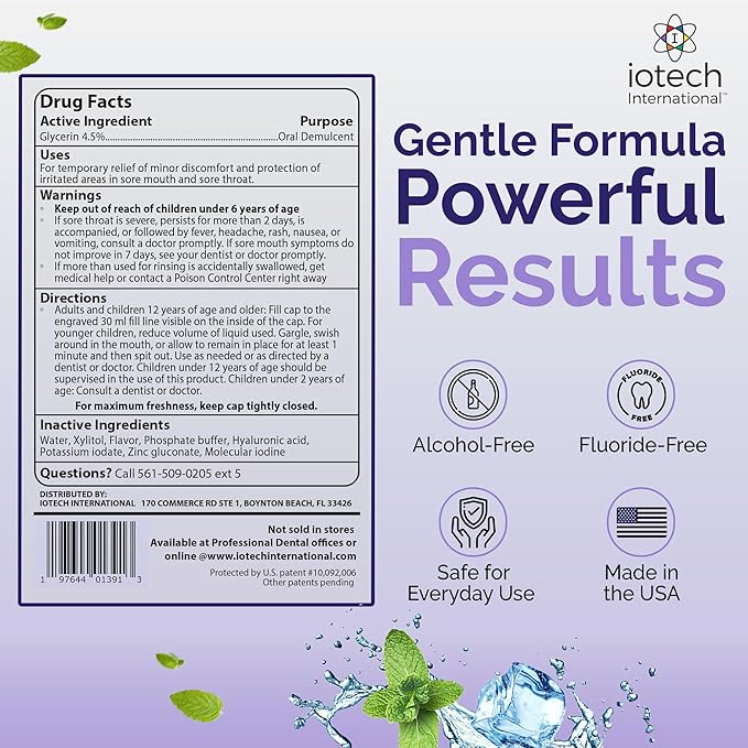 ioRinse MR: The Most Dentist & Oncologist-Recommended Oral Ulcer Rinse of its Kind. Maximum Relief of Oral Mucositis, Mouth Sores, Dry Mouth, Canker Sores, Mouth Irritation & Cancer patients, Mint 1 L