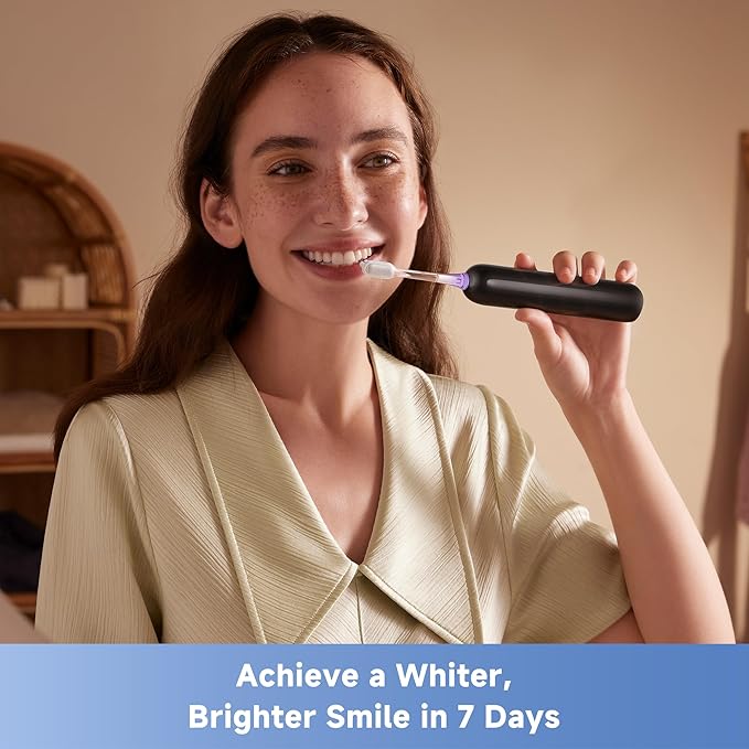 Mova Fresh SweepDrive Electric Toothbrush, Rechargeable Electric Power Toothbrush for Adults, Intuitive Pressure Sensing, 3-in-1 Replacement Brush Head with Holder, 30 Days of Battery Life, Black