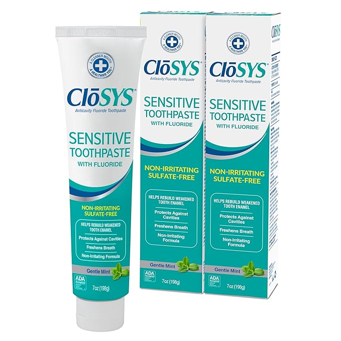 CloSYS Fluoride Toothpaste, 7 Ounce (Pack of 2) Gentle Mint, Whitening, Enamel Protection, Sulfate Free