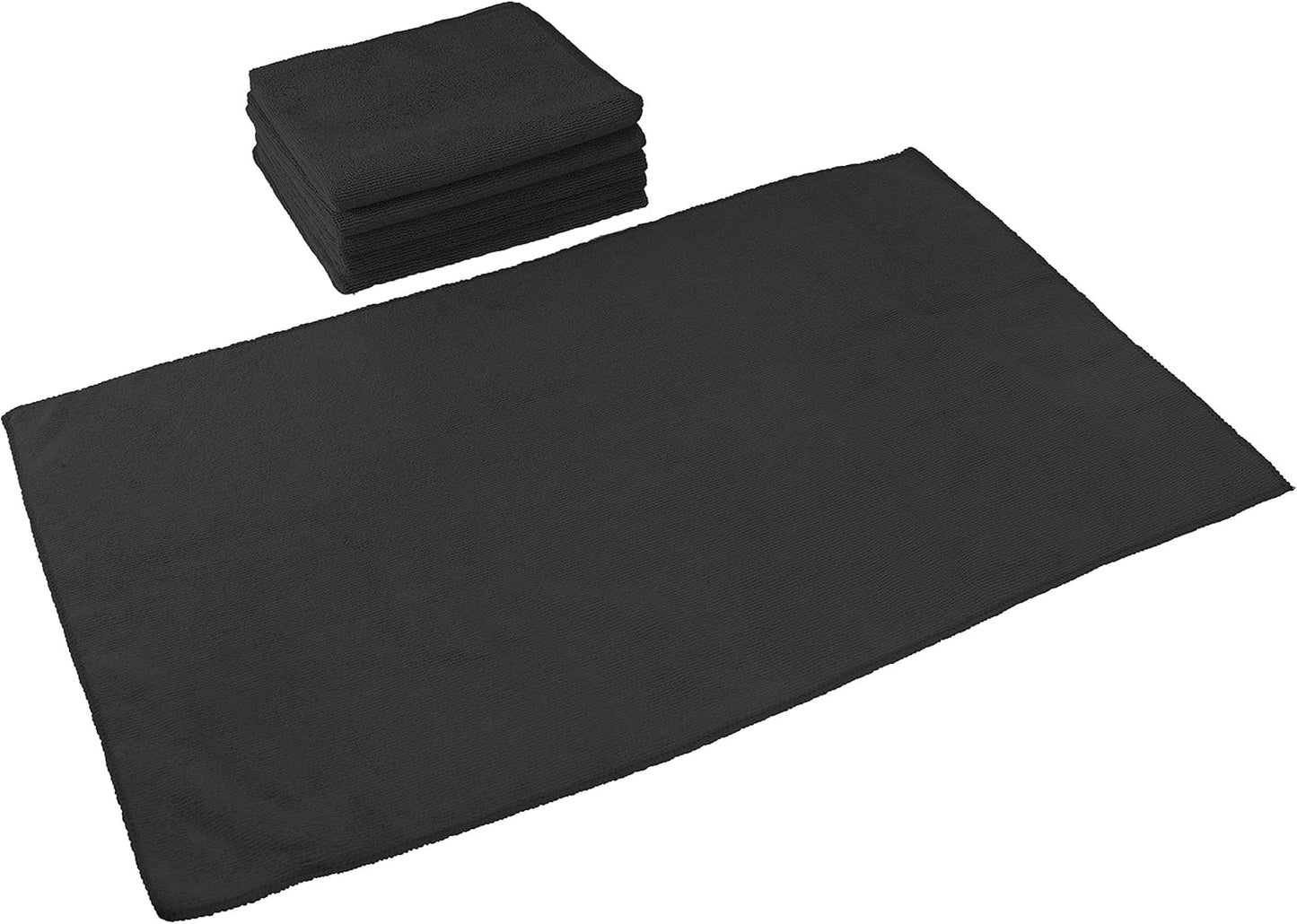 Arkwright Microfiber Gym Towel - Bulk Case of 180 - Super Soft, Quick Dry Workout Sweat Towels, 300 GSM Lightweight & Absorbent for Sports, Working Out, Yoga, and Spa, 16 x 27 in, Black