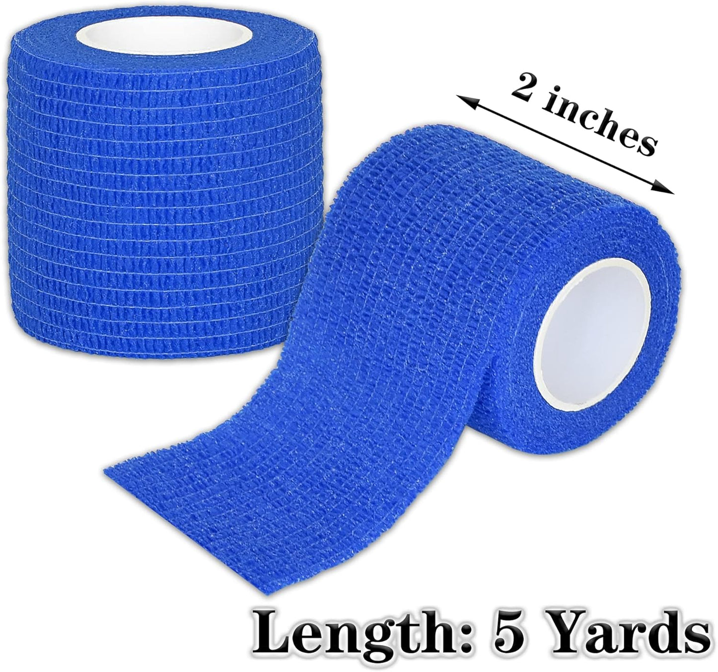 8 Rolls Cohesive Bandage 2” x 5 Yards Self Adherent Bandage Wrap Breathable Vet Tape Elastic Adhesive Bandage for Sports, Wrist, Ankle, Tattoo Wraps(Blue)