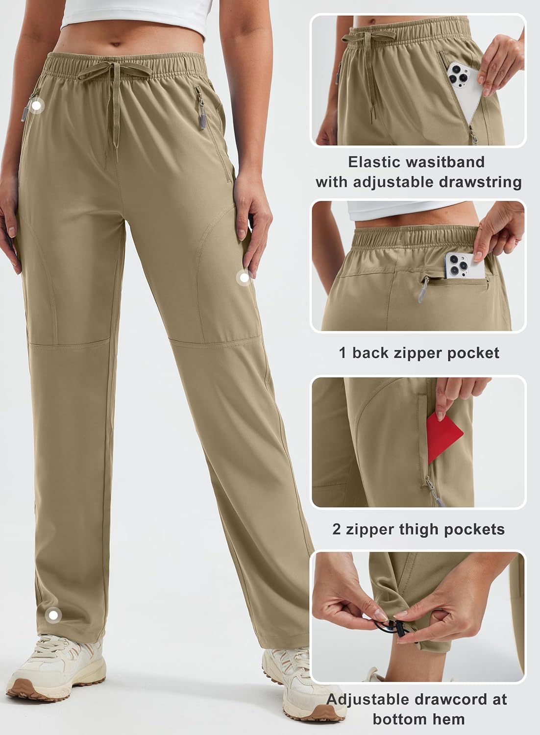 Libin Women's Hiking Pants Lightweight Quick Dry Cargo Pants Casual Safari Work Travel Clothes Petite/Regular/Tall