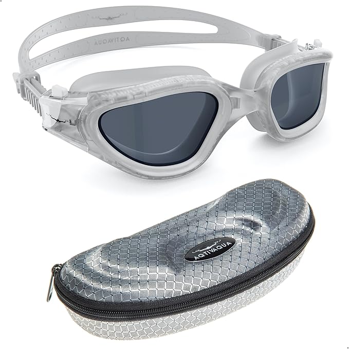 AqtivAqua Swimming Goggles, DX Wide View Swim Goggles for Adult Men Women, Anti Fog No Leaking