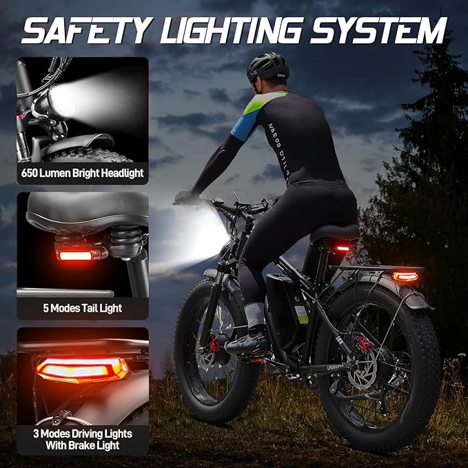 6000W Peak AWD-Ebike-Dual-Motor-Electric-Bike for Adults-Men, 52V 1768Wh Dual-Motor-Ebike 42-46MPH-Hunting-Ebike Long Range Dirtbike, 24"*4.0" Fat-Tire-Electric-Bicycle Mountain Bike Off-Road Snow