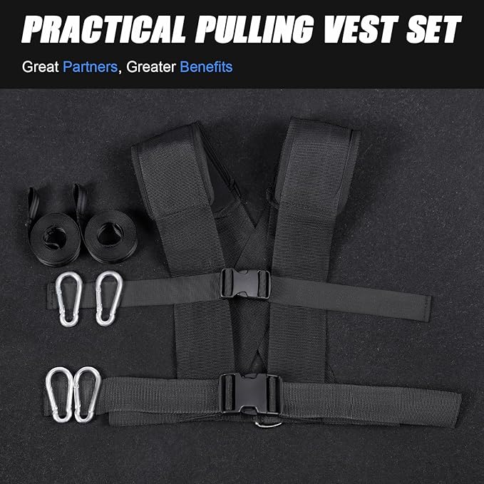 LIONSCOOL Weight Training Sled with Pro Pulling Belt or Vest Set, Sled Push with Adjustable Handle, Power Sled Workout Sled for Drag Speed Training Improvement and Strength