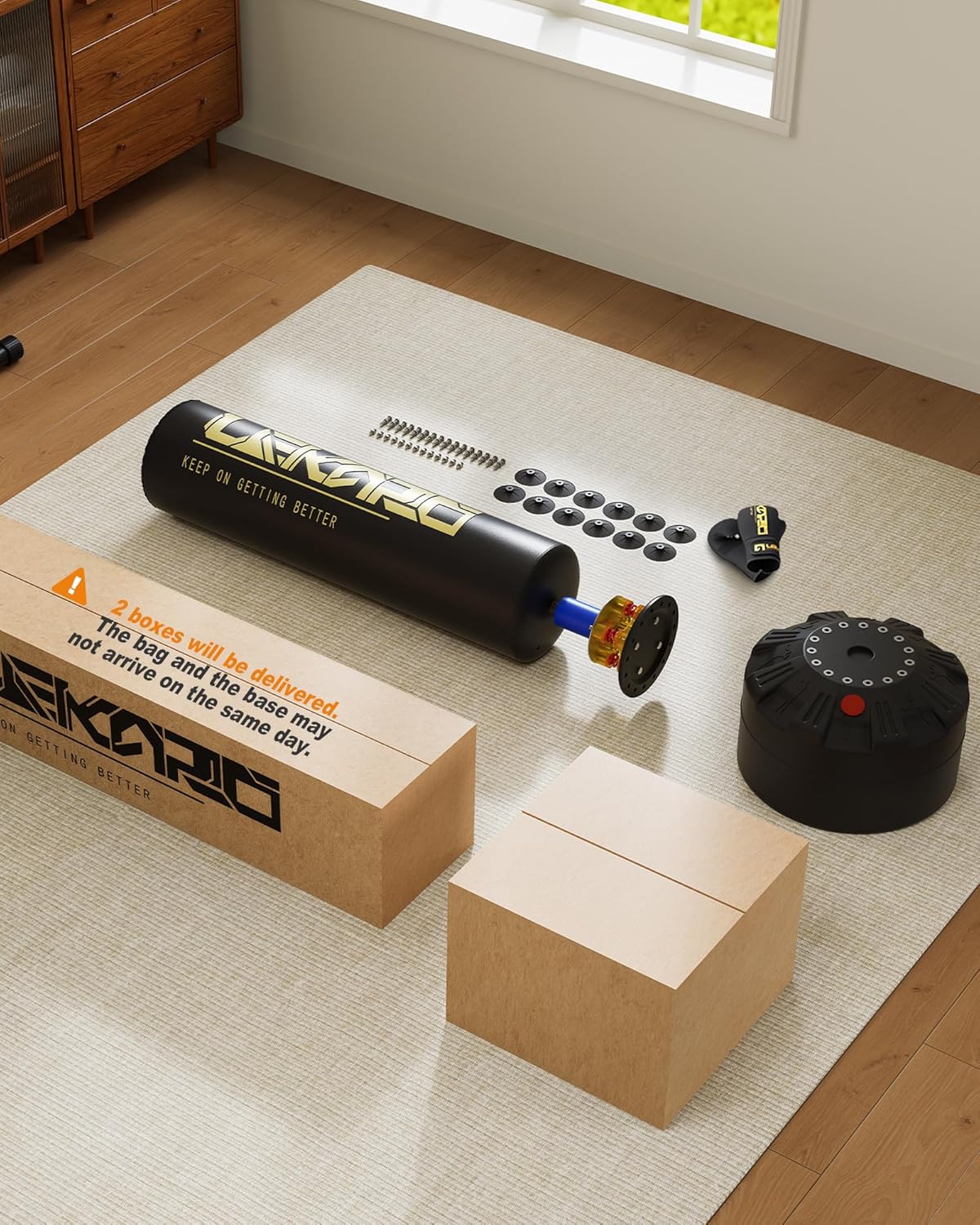 LEKÄRO Freestanding Punching Bag with Boxing Gloves, Heavy Boxing Bag with Stand for Adult Kids, Standing Kickboxing Bag