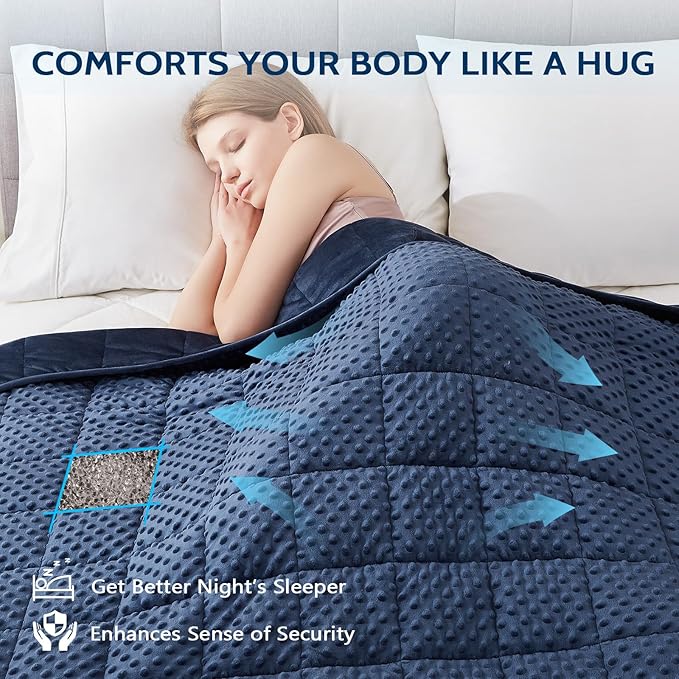 L'AGRATY Weighted Blanket for Adult - 48"x72" 20lbs Minky Dots Heavy Blanket with Glass Beads: Soft Breathable for All-Season Summer Fall Winter Thick Comfort for Sleeping