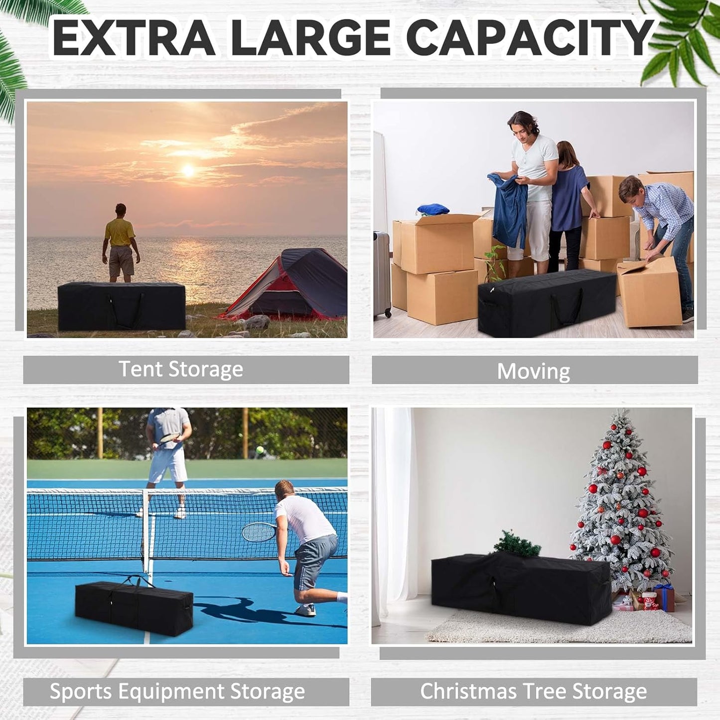 48 x 15 x 15 Inch, 176 L Extra Large Duffle Bag Camping Tent Storage Duffle Sports Equipment Bag Heavy Duty and Waterproof for Travel Camping Tent Pole Hammock Tripod Fishing Luggage Moving