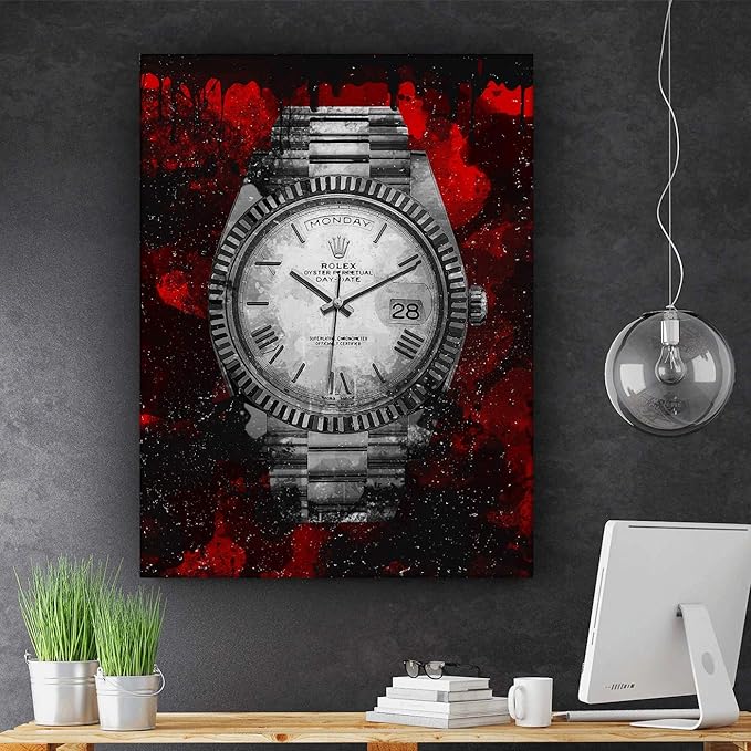 Luxury Watch Canvas Print Office Wall Decor Modern Art Pop Culture Decoration Inspiration Clock Timer Prints Framed Arts Walls Furniture (48" x 36")