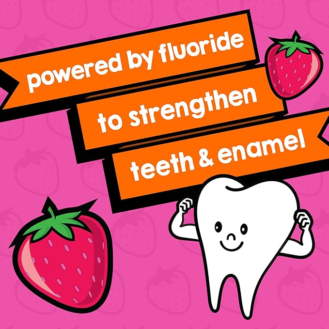 TheraBreath Kids Mouthwash with Fluoride, Organic Strawberry Splash, Anticavity, Dentist Formulated, 16 Fl Oz