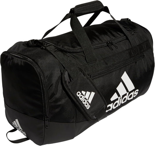 adidas Unisex Defender 4.0 Gym Duffel Bag for Men and Women, Black/White, Medium (66L)