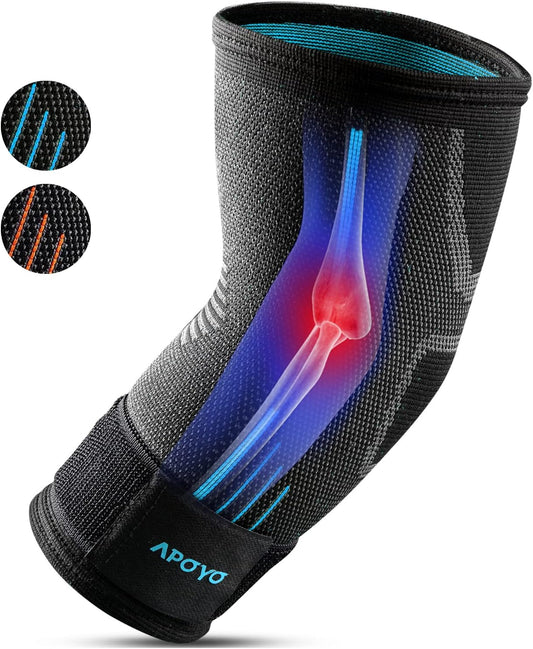 APOYO Elbow Brace for Tendonitis and Tennis Elbow, Compression Sleeve for Arthritis, Workouts, Reduce Joint Pain During Fitness Activity (Medium)
