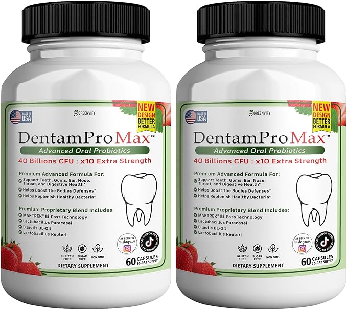DentamPro Max for Gums and Teeth Health & Fresh Breath - 40 Billion CFU Advanced Oral Probiotics for Mouth Bad Breath, Capsule Supplement (2)