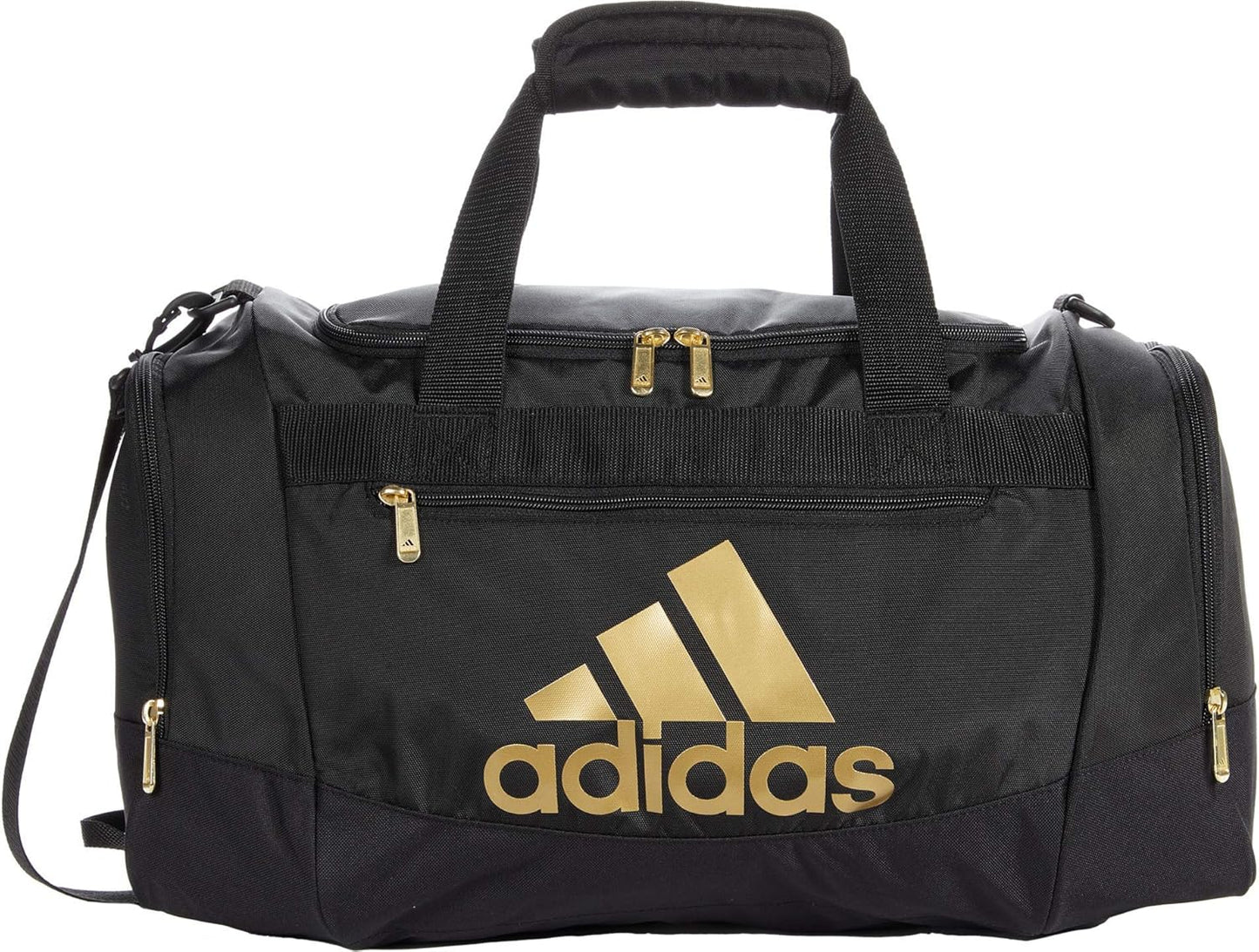 adidas Unisex Defender 4.0 Gym Duffel Bag for Men and Women, Black/Gold Metallic, Small (38L)