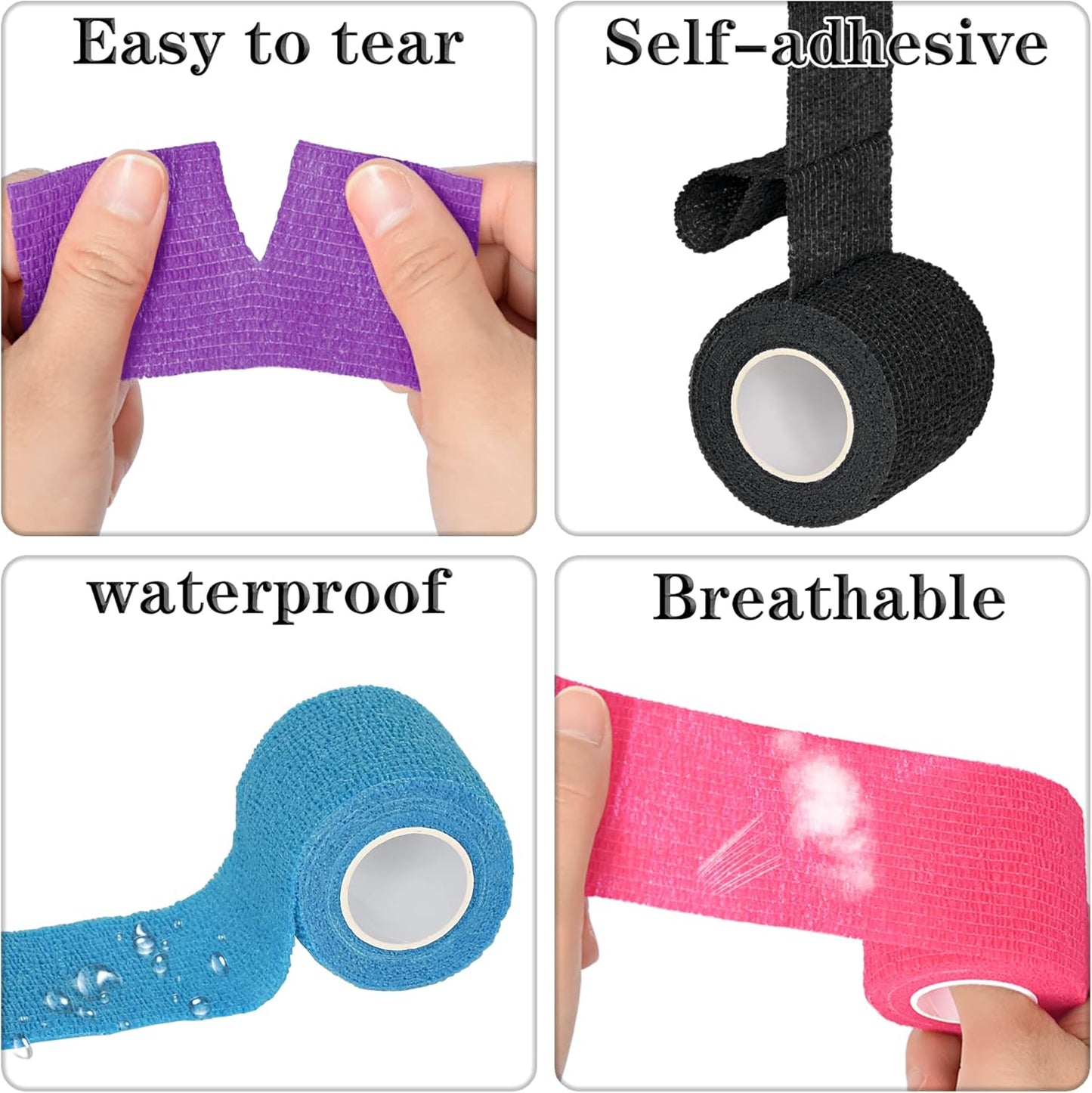 8 Pack 2 in x 5 Yards Cohesive Wrap Self Adhesive Bandage Wrap Elastic Self Adherent Wrap Self Stick Vet Tape for Athletic, Wrist, Ankle, Knees, Pets (Dark Purple)