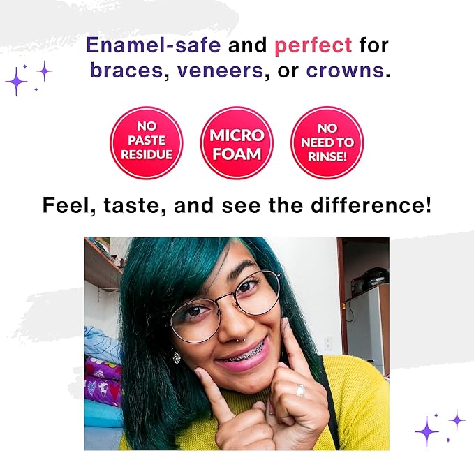 Dual-Action Stain Removal Aligner/retainer Cleaner and Teeth Whitening Foam- Hydrogen Peroxide-Good for Invisalign, ClearCorrect, SmileDirectClub, Candid -Oral Care-Toothpaste Replacement