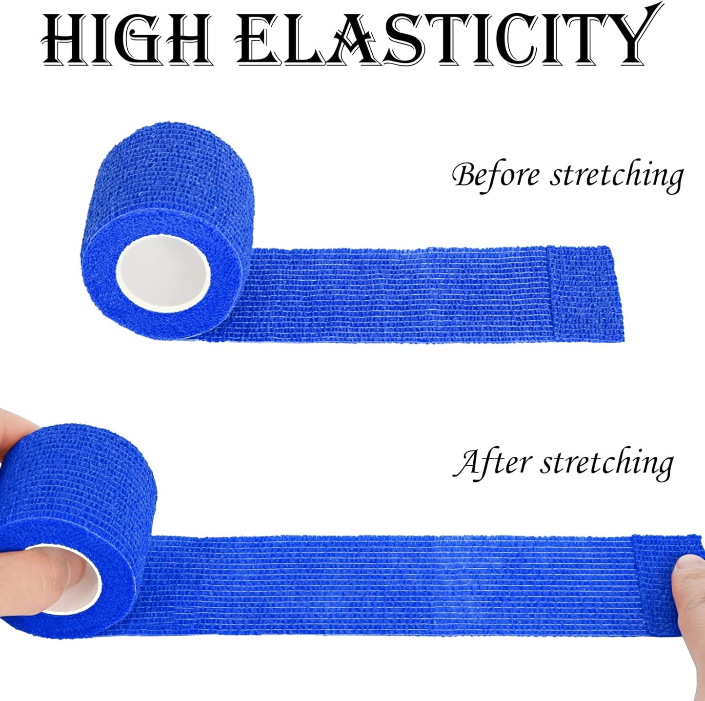 8 Rolls Cohesive Bandage 2” x 5 Yards Self Adherent Bandage Wrap Breathable Vet Tape Elastic Adhesive Bandage for Sports, Wrist, Ankle, Tattoo Wraps(Blue)