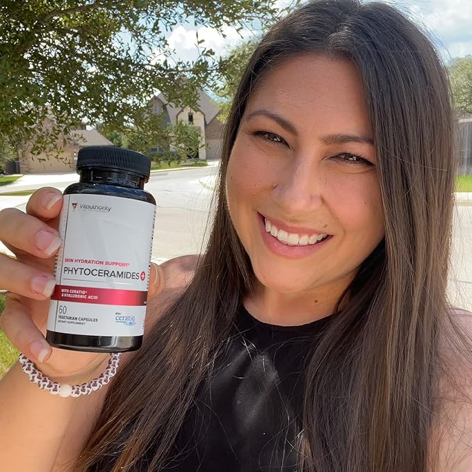 Hydrating Anti Aging Phytoceramides Supplement - Clinically Proven Ceratiq Ceramides with Hyaluronic Acid 700mg - Skin Barrier Repair Itchy Dry Skin Supplement for Women