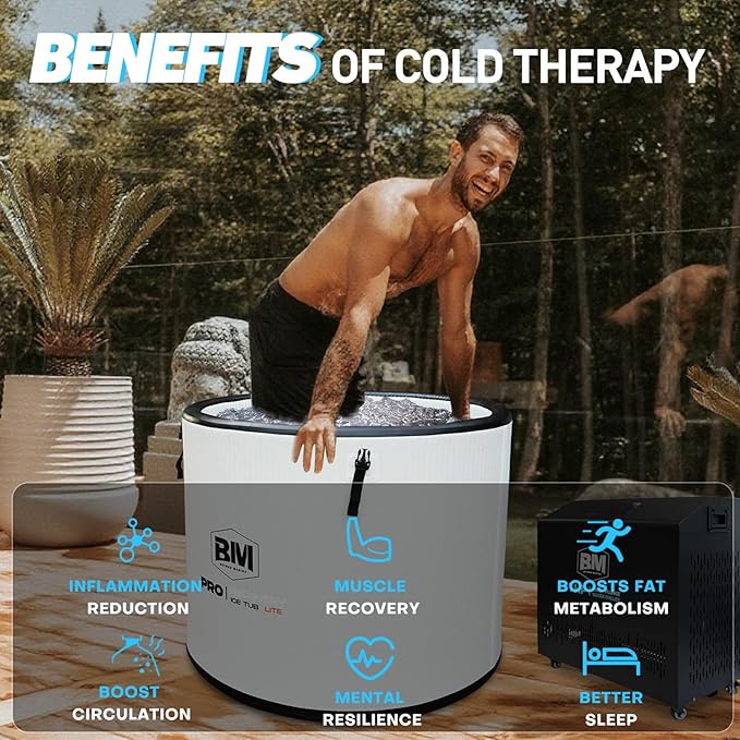 Inflatable Cold Plunge Tub with Chiller, 1 HP Water Chiller for Ice Bath Tub, Hot & Cold Mode Machine with Ozone, Smart WiFi, Dual Filters, Fast Cooling, 115 Gallon, 37.4" L x 37.4" W x 29.53" H