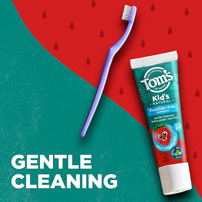 Tom's of Maine Natural Kid's Fluoride Free Toothpaste, Ages 2+, Silly Strawberry, 5.1 oz. 3-Pack (back in original formula)