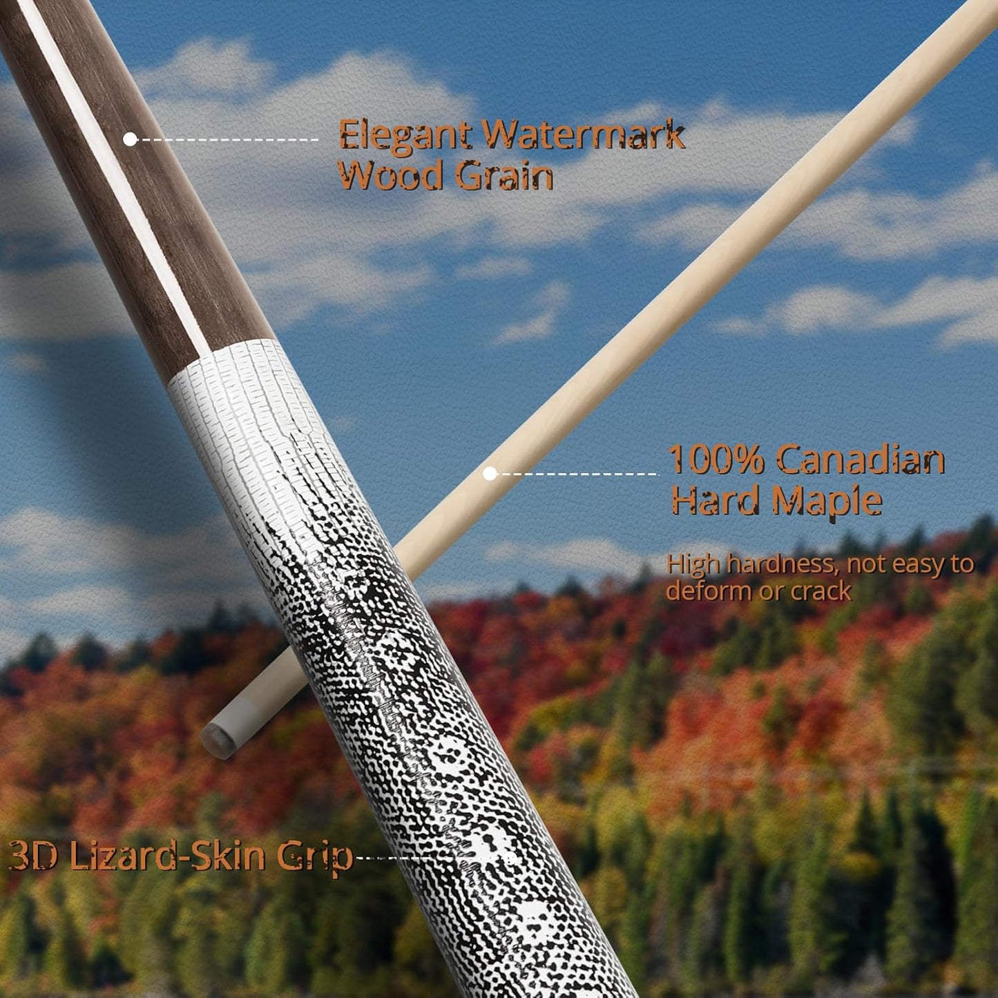 Kmise Professional Low-Deflection Pool Cue Stick, 58'' Canadian Hard Maple Wood Billiard Cue, 13mm Leather Tip, 3D Anti-Slip Grip, Precision Control for Adults/Beginners/Pros