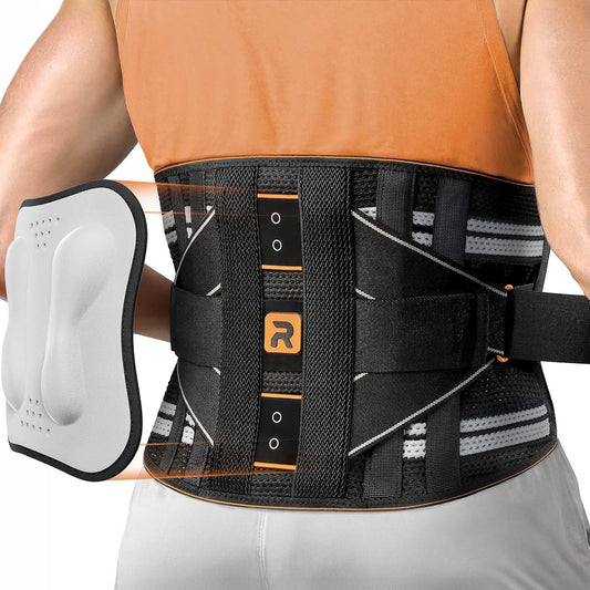 Lower Back Support, Lumbar Support for Long-lasting Support, Soft Mesh Fabric and Innovative 8 Stays All-round Support, Back Support With Lumbar Support Pad for Comprehensive Coverage, Orange Size L (Waist: 39.4"-45.3")