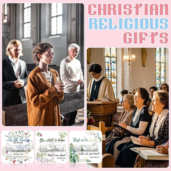 10 Pack Christian Religious Gifts Bulk Bible Verse Lip Balms 5 Flavor for Women Men Christian Religious Church Party Favors with Scripture Inspirational Gifts for Coworkers Staff