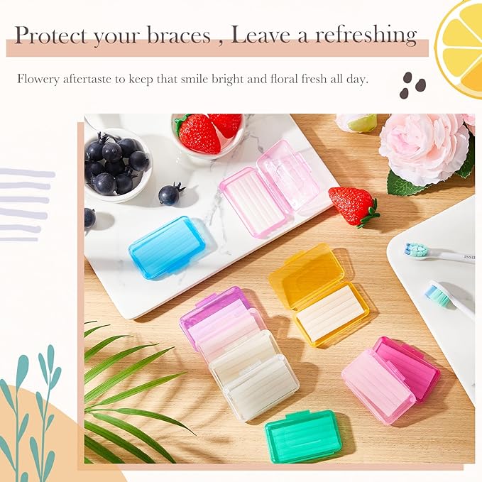 Tondiamo 40 Pack Clear Braces Wax for Teeth Dental Wearer Orthodontic Tooth Wax for Braces and Oral Appliances with Colorful Storage Case and Smell(Floral, Fruity)