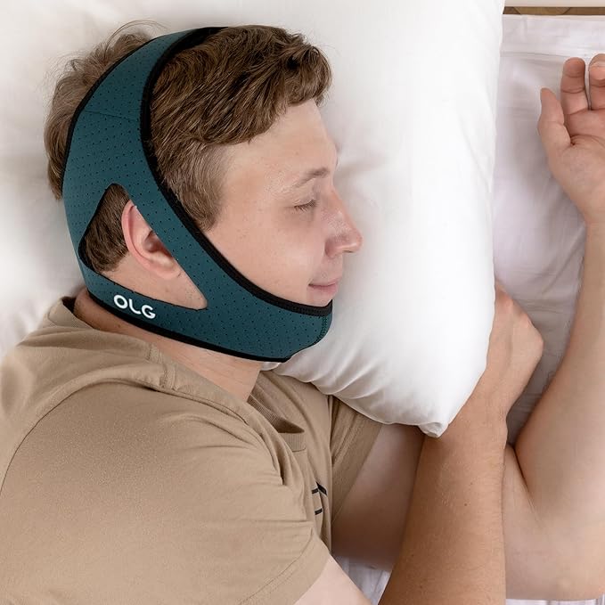 OLG Snore Stopper Chin Strap for Men CPAP Compatible Jaw Support Breathable Mesh – Anti Snoring Device