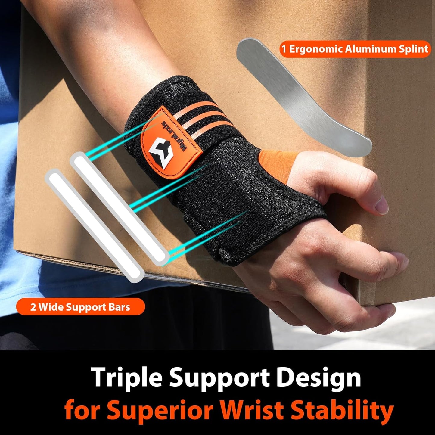 2 Pack Hand & Wrist Brace for Carpal Tunnel, Tendonitis, Arthritis Pain Relief, Night Support Wrist Splint with Adjustable Straps & Metal Stabilizer, Left & Right Hand for Men/Women, Size: L(7.5-9.5")