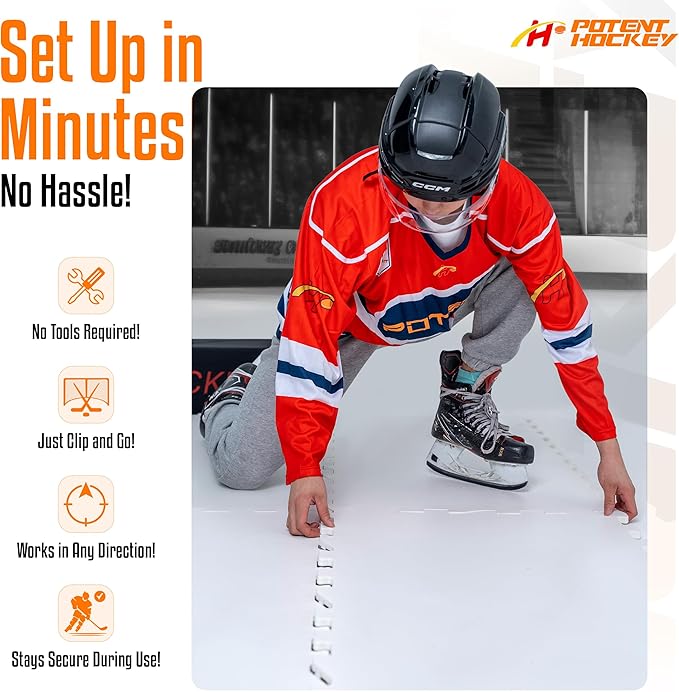 ArcticGlide Synthetic Ice Panels Pro, Easy-to-Assemble, Expandable Artificial Rink, Indoors/Outdoors - Hockey Training