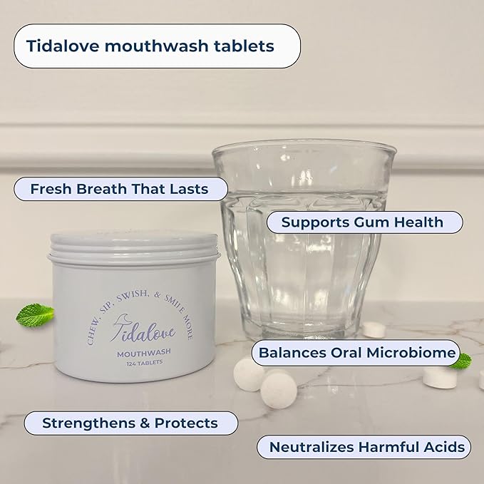 Mouthwash Tablets - Alcohol-Free, Eco-Friendly, Travel-Friendly, with Nano-HA & Green Tea for Fresh Breath and Enamel Protection - 124 Tablets (Tin)