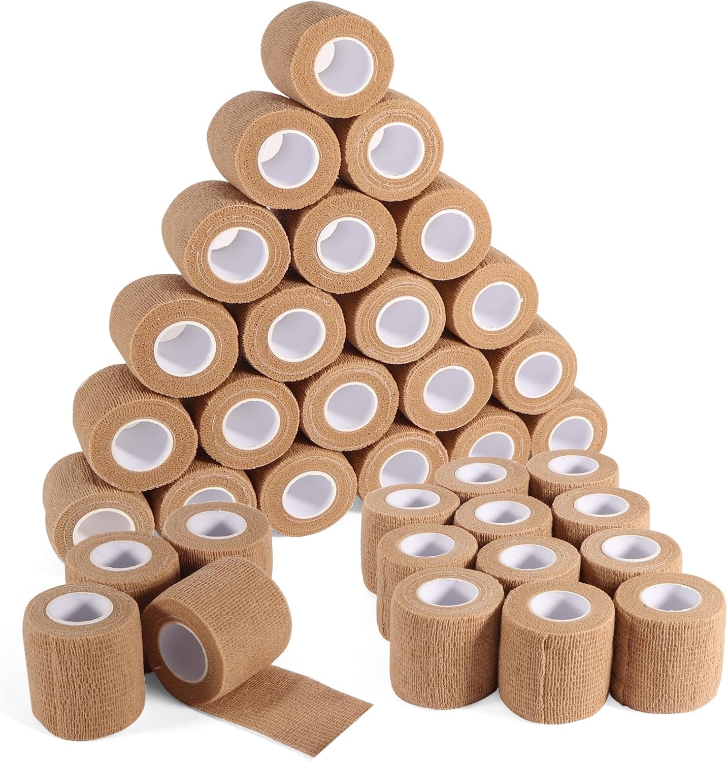 36 Rolls Elastic Self Adhesive Bandage Wrap 2 Inch, Breathable Non Woven Cohesive Bandage, Vet Wrap for Dogs, Ankle Sprains Swelling Medical First Aid Tape, Sports Athletic Tape Brown