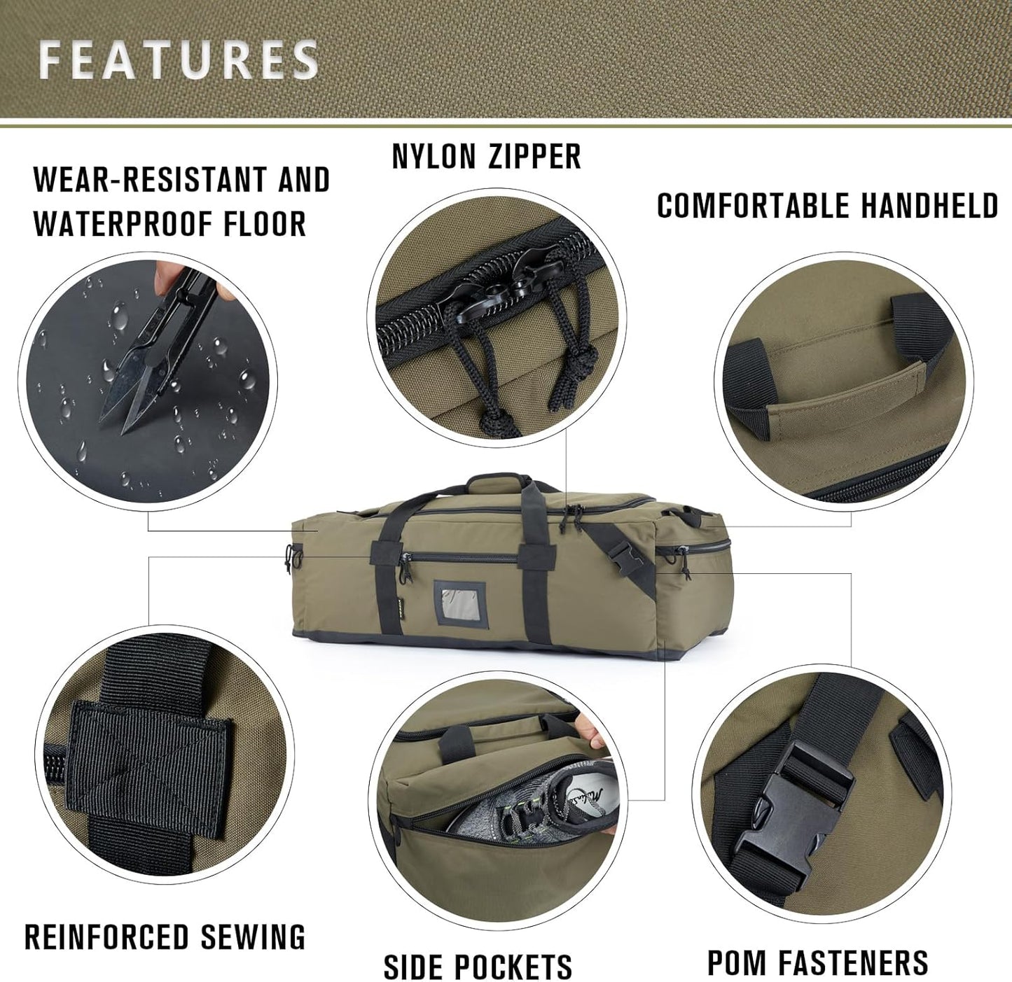 105l Large Duffel Bag For Travel, Gym & Sports - Water Repellent Polyester, Hidden Straps, Shoe Compartment - Perfect Luggage Duffle Bag Or Backpack For Men & Women