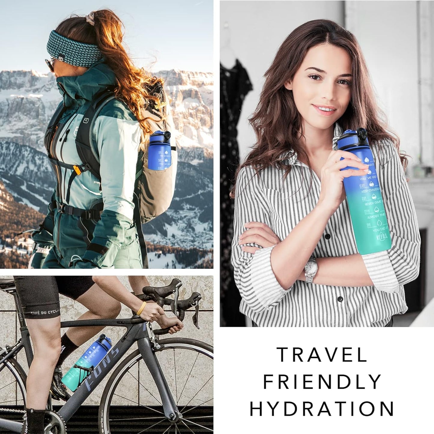 Hyeta 32 oz Water Bottles with Times to Drink and Straw, Motivational Water Bottle with Time Marker, Leakproof, Drinking Sports Water Bottle for Fitness, Gym and Outdoor