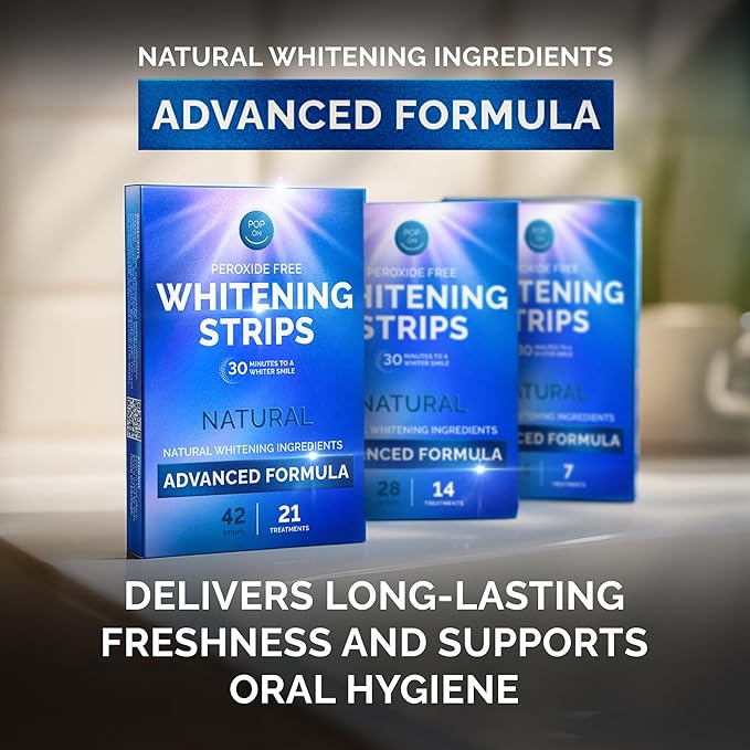 Whitening Strips for Sensitive Teeth – Enamel Safe, Peroxide-Free Coconut Teeth Whitening Strips with Natural Enzymes – Gentle White Stips for Sensitive Gums (28 Count (Pack of 1), Mint)