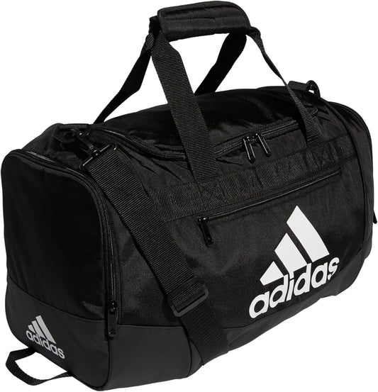 adidas Unisex Defender 4.0 Gym Duffel Bag for Men and Women, Black/White, Small (38L)