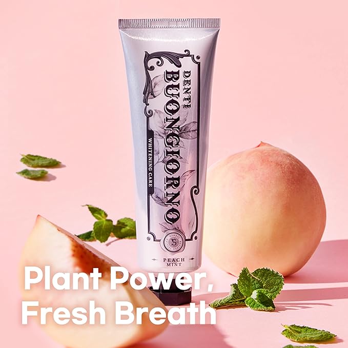 Peach Mint WHITENING Toothpaste (3 Pack) – Natural Fluoride Korean Toothpaste for Teeth Whitening, Plaque Removal, Strengthens Enamel, Paraben & SLS Free (3.52fl oz / 100g)