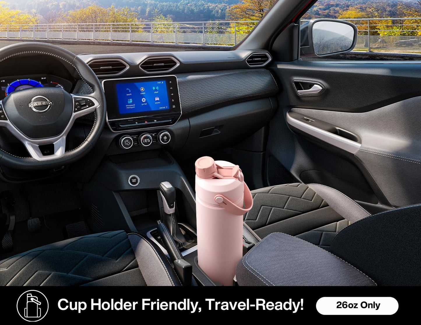 26 oz Insulated Water Bottle with 2-in-1 Straw and Spout Lid, Glow-in-the-Dark, 24H Cold, Leakproof, Fits in Car Cup Holder, Stainless Steel for Sports, Travel, and School (Twinkling Galaxy)