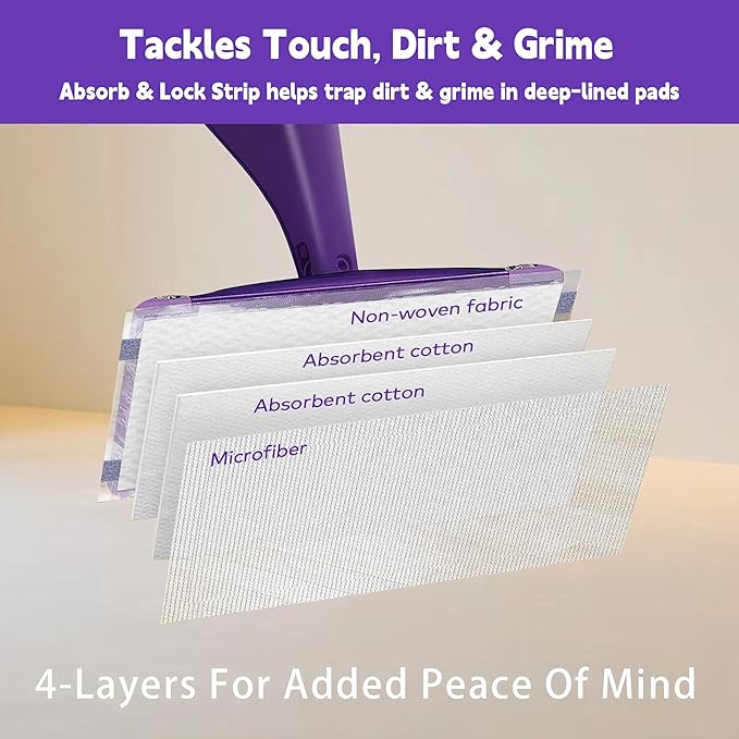 60 Pack Disposable Spray Mop Pad Refills for Wetjet, Unscented Cleaning Repalcement Mopping Pads, Compatible with Wet Jet, Multi-Layer Floor Mop Pads for Multi Surface Floor