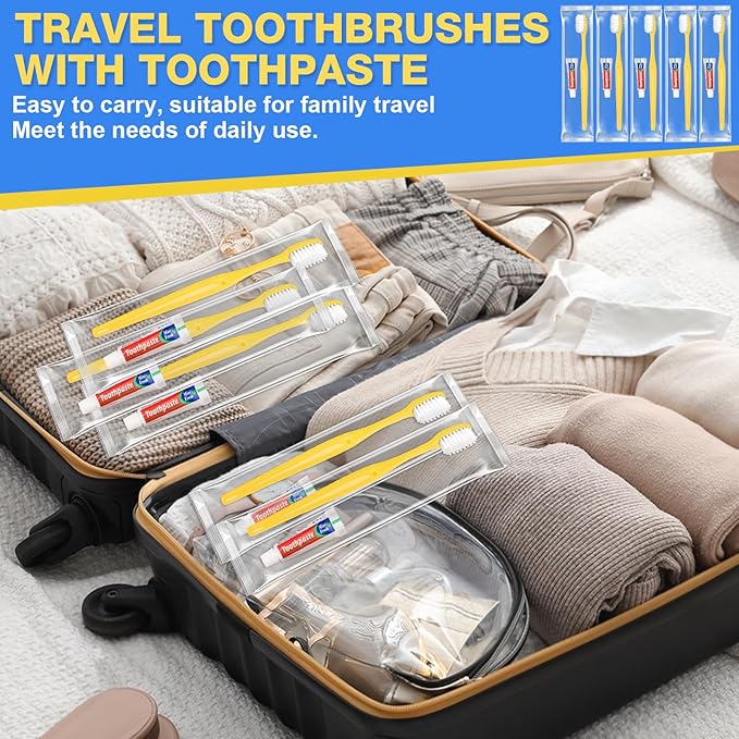 Disposable Toothbrushes with Toothpaste 1000 Pack, Travel Size Toothbrush and Toothpaste Set, Bulk Tooth Brush Tooth Paste Kit, Individually Wrapped Travel Toiletries for Homeless, Hotel