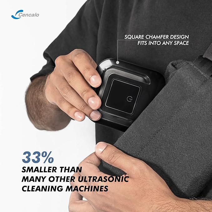 Ultrasonic Retainer Cleaner Machine with 2 Digital Timer, U-V Dental Cleaning Pod with Viewing Port,180ml Portable Denture Cleaner for Mouth Guards, Night Guards, Aligners, Brace, Jewelry, 42kHz Black