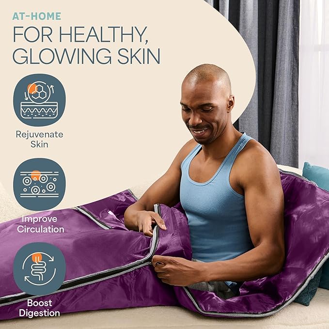 Lifepro BioRemedy Infrared Sauna Blanket – Available in 5 Colors – Portable Far Infrared Home Sauna Bag for Detox, Tension, and Relaxation – Adjustable Temp (86–158°F) & Timer – Includes Detox Wraps