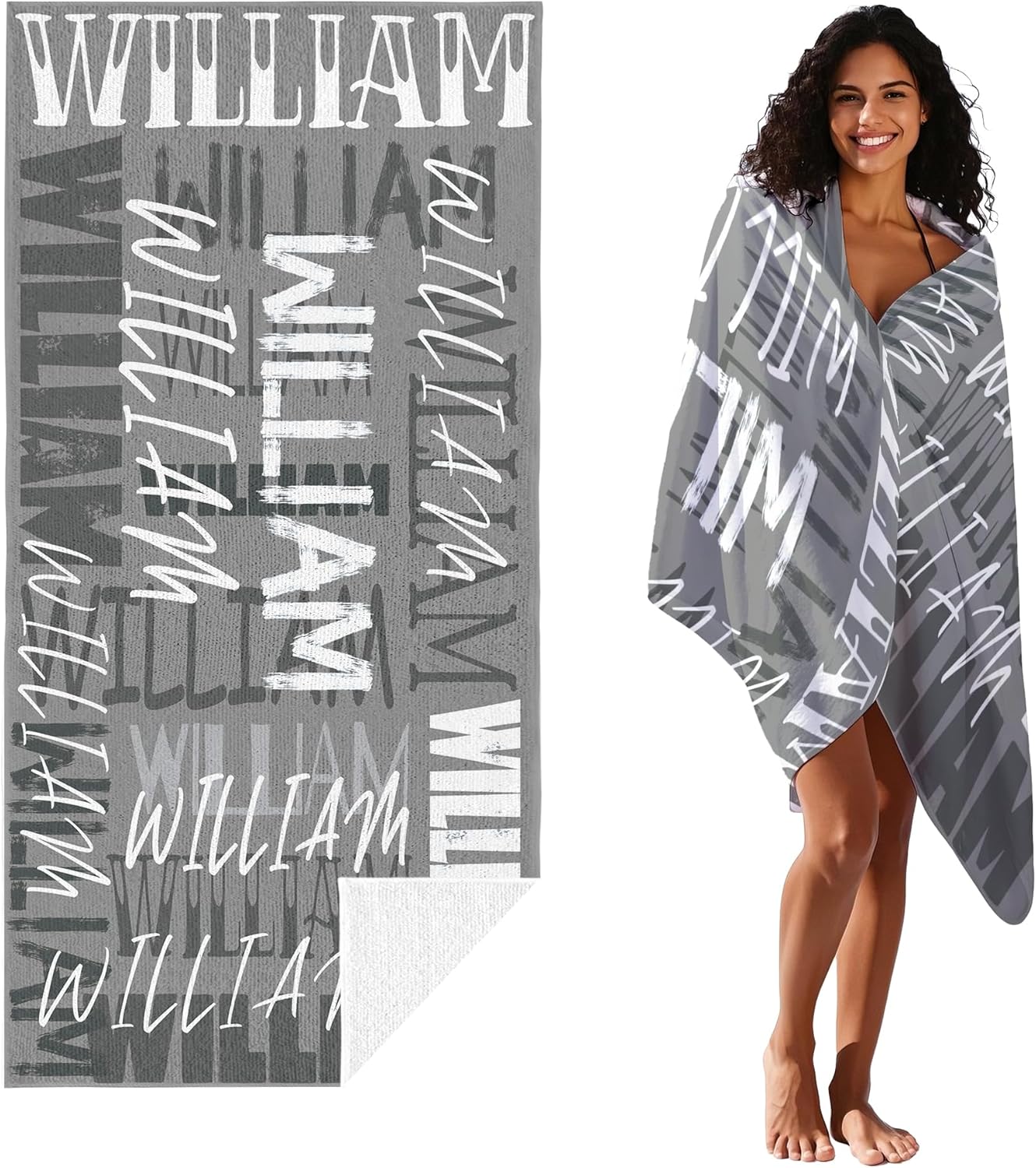 JML Personalized Beach Towel with Name, Custom Beach Towel with Name, Customized Microfiber Pool Towel, Quick Dry & Absorbent Swim Towel for Adult,Anniversary, Birthday, Summer Holiday,Vacation