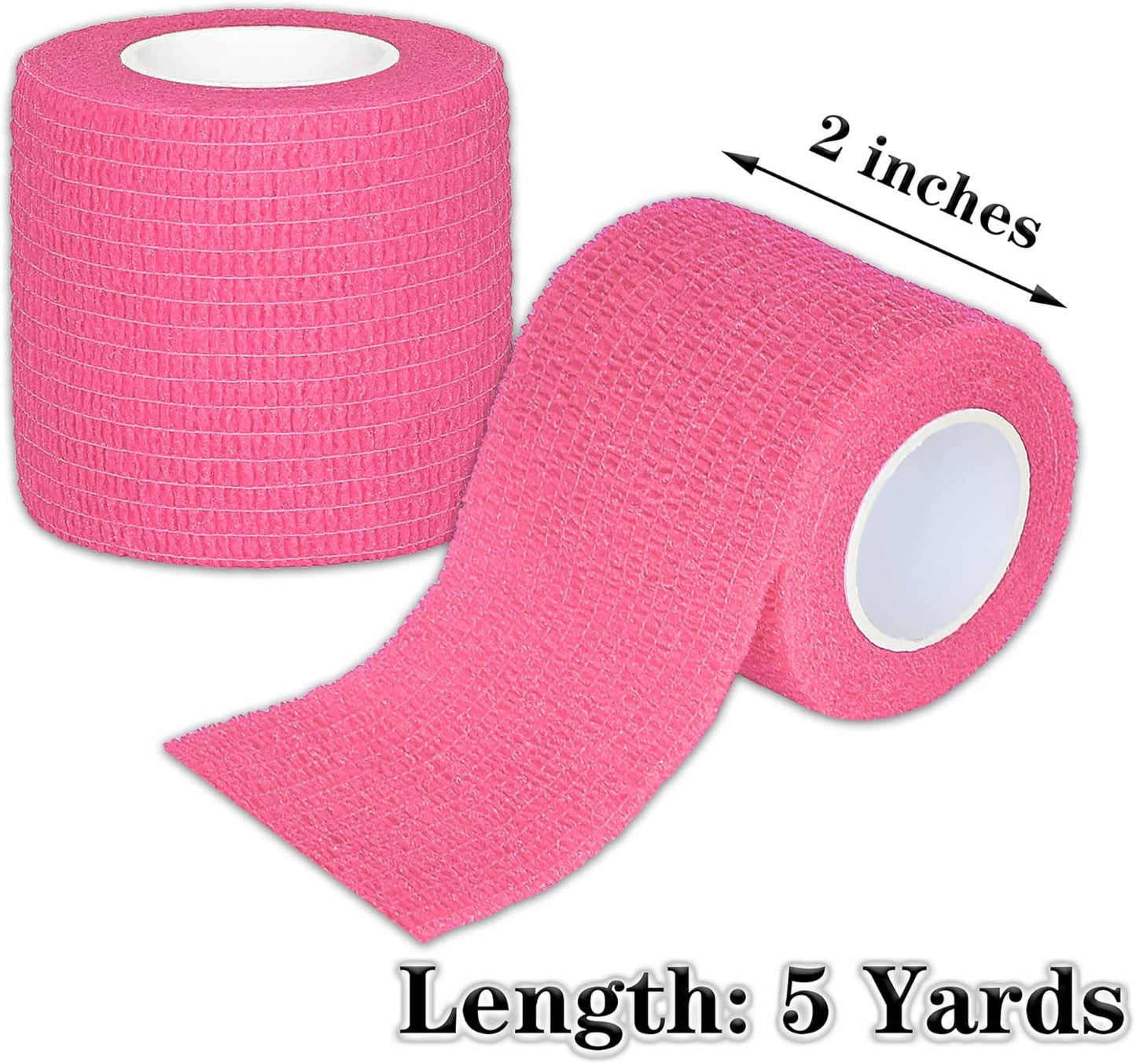 8 Rolls Cohesive Bandage 2” x 5 Yards Self Adherent Bandage Wrap Breathable Vet Tape Elastic Adhesive Bandage for Sports, Wrist, Ankle, Tattoo Wraps(Pink)