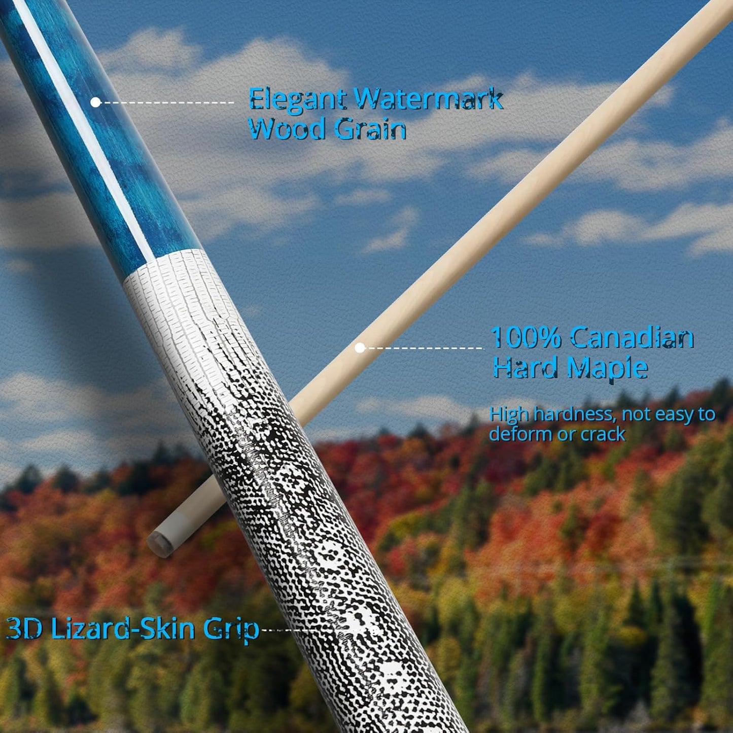 Kmise Professional Low-Deflection Pool Cue Stick, 58'' Canadian Hard Maple Wood Billiard Cue, 13mm Leather Tip, 3D Anti-Slip Grip, Precision Control for Adults/Beginners/Pros