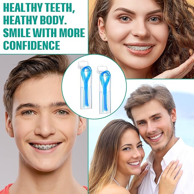 1000 Pcs Dental Floss Threaders Deep Clean Floss for Braces, Bridges, and Implants, Multifunctional Nylon Loop Design for Your Teeth, Pack of 20(Blue)