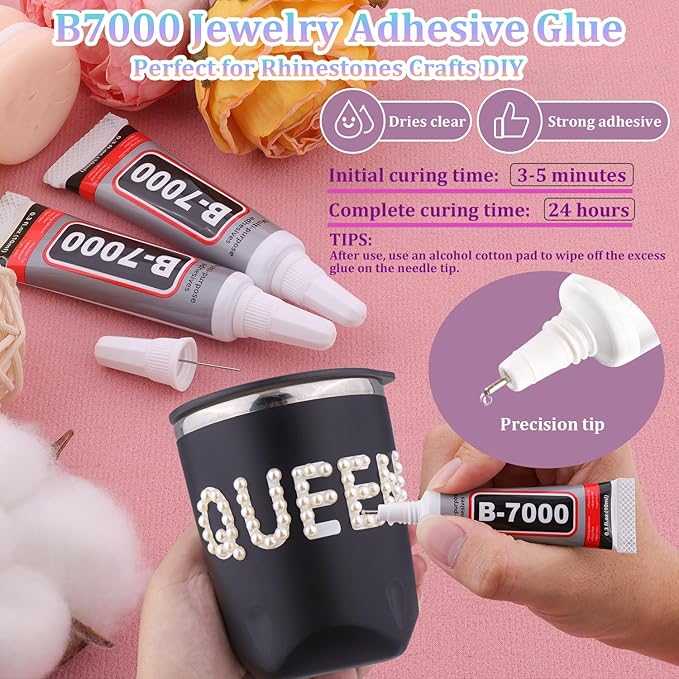 13500Pcs Flatback Pearls for Bedazzling (Beige) with B7000 Jewelry Glue, Assorted Size 2/3/4/5/6/8/10mm Half Pearl, Bedazzling Gems for Crafting Clothing Tumbler Shoes Embellishment Nail Art