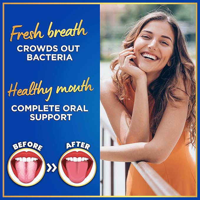 Dental Probiotics for Teeth and Gums - Oral Probiotics for Mouth Bad Breath - 3BN CFU Lactobacillus Salivarius Tablets Paracasei Rhamnosus Streptococcus - 90 Chewable Dental Probiotic in Travel Tins