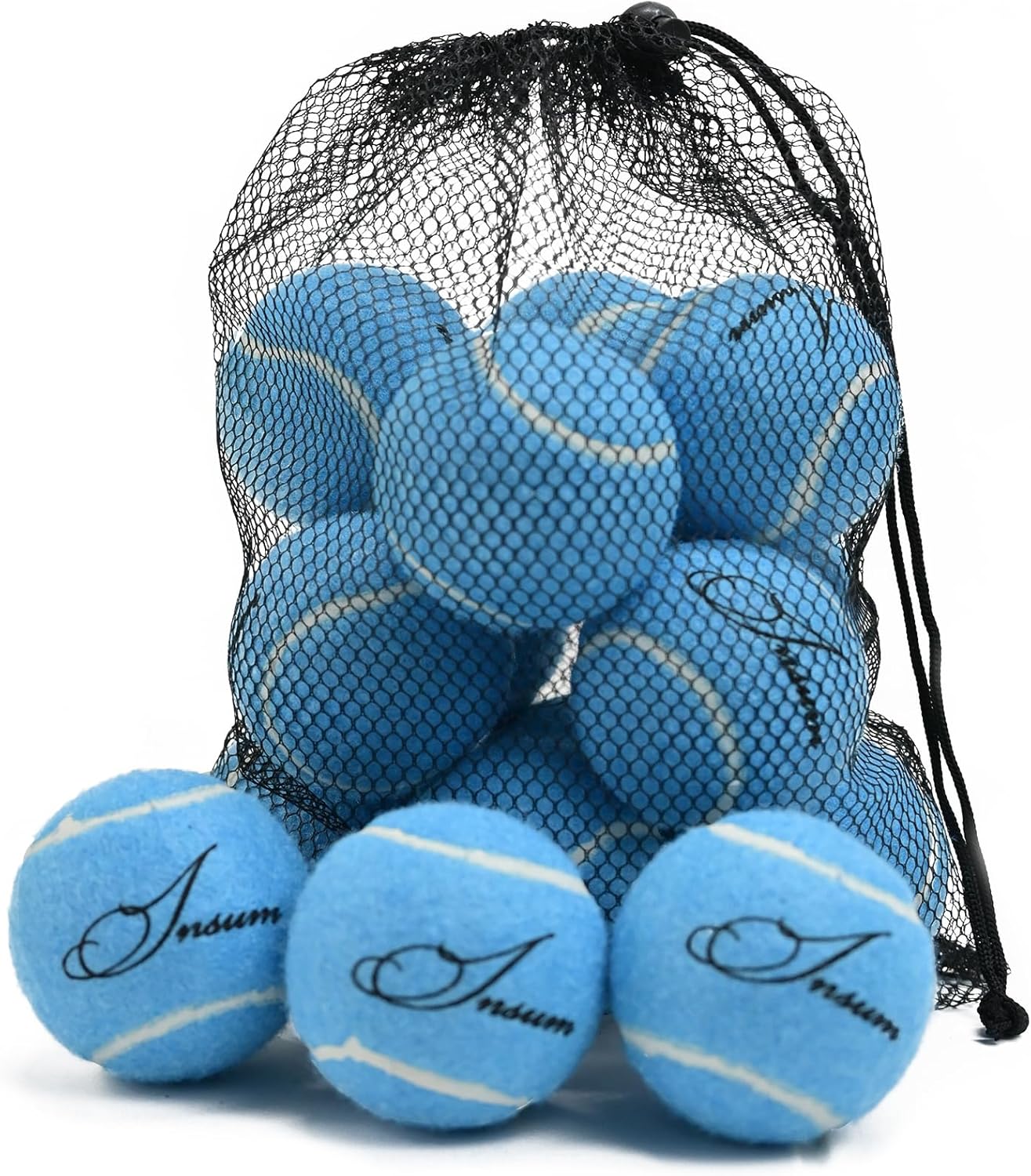 LITIAN 12 Pack Practice Tennis Balls for Beginners – High Elasticity Bulk Tennis Balls for Dog Training, Fetch & Play, with Mesh Carry Bag